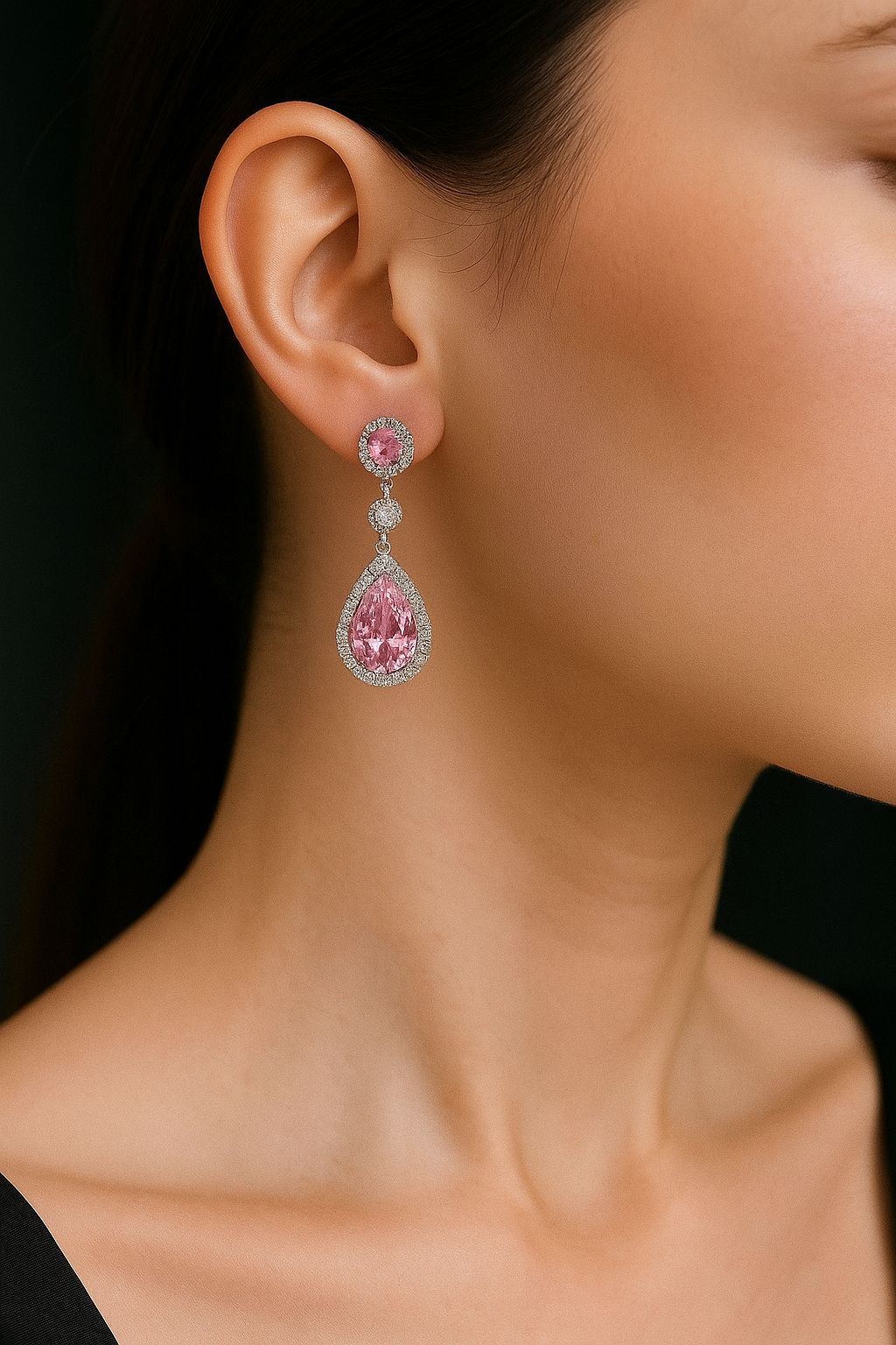 Aretes rosa para quinceañera