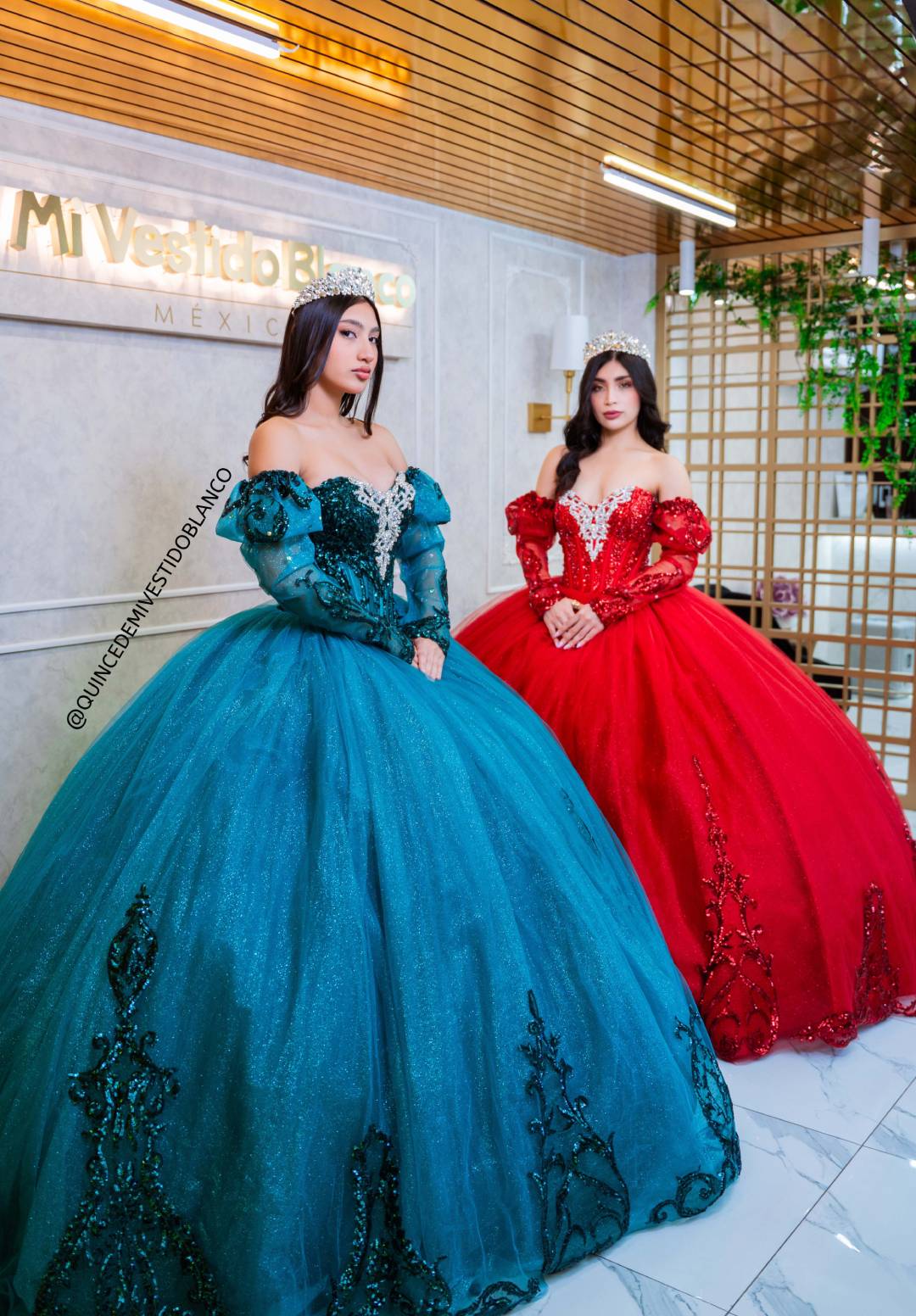 Vestido de XV Verde Esmeralda con Bordado y Moño 