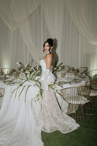 Mi Vestido Blanco - Vestido de Novia Corte Sirena con encaje Chantilly Francés