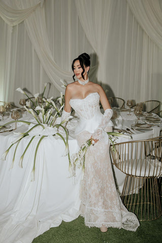 Mi Vestido Blanco - Vestido de Novia Corte Sirena con encaje Chantilly Francés