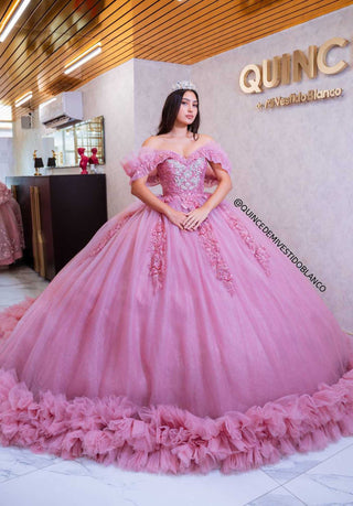Mi Vestido Blanco - Vestido de Quince Años con Falda Ultra Esponjosa y Olanes Voluminosos