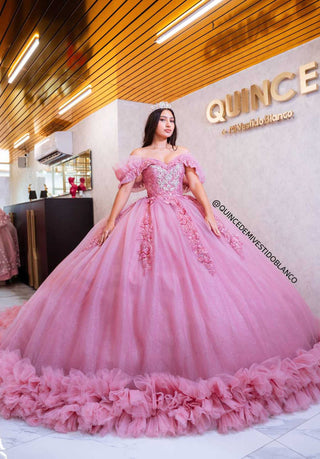 Mi Vestido Blanco - Vestido de Quince Años con Falda Ultra Esponjosa y Olanes Voluminosos