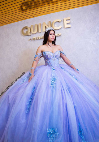 Mi Vestido Blanco - Vestido de Quinceañera Bicolor Azul con Lila y Falda Ultra Esponjosa