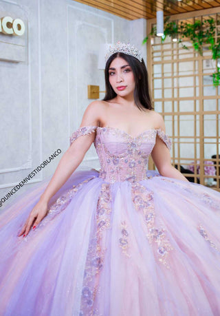 Mi Vestido Blanco - Vestido de Quinceañera Bicolor Rosa Palo con Lila y Falda Ultra Esponjosa