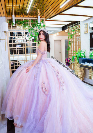Mi Vestido Blanco - Vestido de Quinceañera Bicolor Rosa Palo con Lila y Falda Ultra Esponjosa