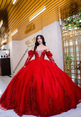 Mi Vestido Blanco - Vestido de Quince Años con falda ultra Esponjada, Encaje con Brillo y Moño posterior