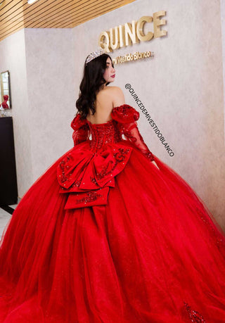 Mi Vestido Blanco - Vestido de Quince Años con falda ultra Esponjada, Encaje con Brillo y Moño posterior