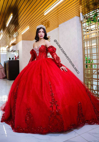 Mi Vestido Blanco - Vestido de Quince Años con falda ultra Esponjada, Encaje con Brillo y Moño posterior