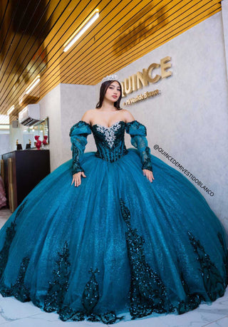 Mi Vestido Blanco - Vestido de Quince Años con falda ultra Esponjada, Encaje con Brillo y Moño posterior