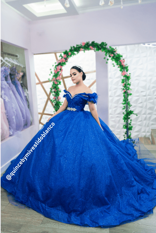 Vestido de xv azul rey