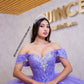 Vestido de Quinceañera Lila con Hombros Descubiertos y Tul 💜