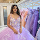 Vestidos de XV lila con mariposas