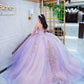 Vestido de quinceañera rosa con lila estilo mexicano con corset bordado y falda ampona